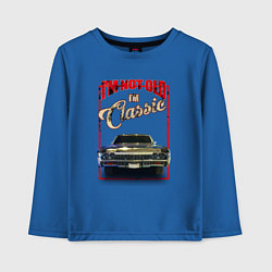 Лонгслив хлопковый детский Классика автомобиль Chevrolet Impala, цвет: синий