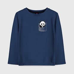 Лонгслив хлопковый детский Панда в кармане, цвет: тёмно-синий