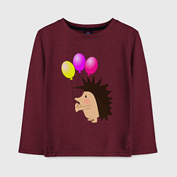 Детский лонгслив Ежик с разноцветными воздушными шарами