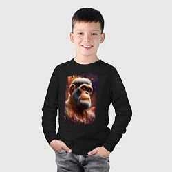 Лонгслив хлопковый детский Планета обезьян, цвет: черный — фото 2
