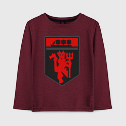 Лонгслив хлопковый детский Manchester logo, цвет: меланж-бордовый
