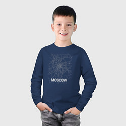 Лонгслив хлопковый детский Moscow map, цвет: тёмно-синий — фото 2