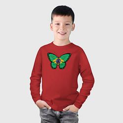 Лонгслив хлопковый детский Бразилия бабочка, цвет: красный — фото 2