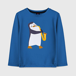 Лонгслив хлопковый детский Пингвин играет на инструменте, цвет: синий