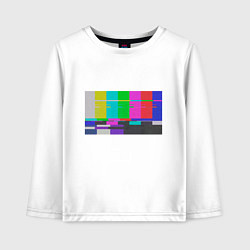 Лонгслив хлопковый детский Разноцветные полосы в телевизоре, цвет: белый