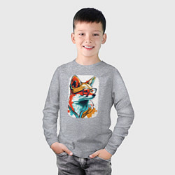 Лонгслив хлопковый детский Wise Fox, цвет: меланж — фото 2