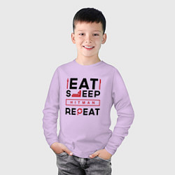 Лонгслив хлопковый детский Надпись: eat sleep Hitman repeat, цвет: лаванда — фото 2