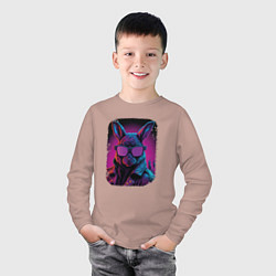Лонгслив хлопковый детский Neon Rabbit Style, цвет: пыльно-розовый — фото 2