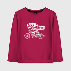Лонгслив хлопковый детский Gimme danger - motorcycle - motto, цвет: маджента