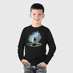 Лонгслив хлопковый детский Дурак на холме ловит молнию, цвет: черный — фото 2