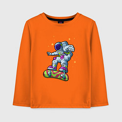 Лонгслив хлопковый детский Космонавт на скейтборде, цвет: оранжевый