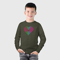 Лонгслив хлопковый детский Сердечко из линий, цвет: меланж-хаки — фото 2