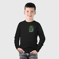 Лонгслив хлопковый детский Зеленый китайский дракон: арт нейросети, цвет: черный — фото 2