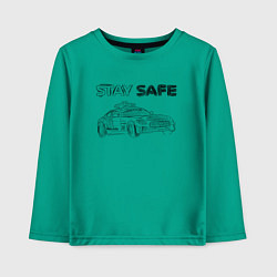 Лонгслив хлопковый детский Stay safe black, цвет: зеленый