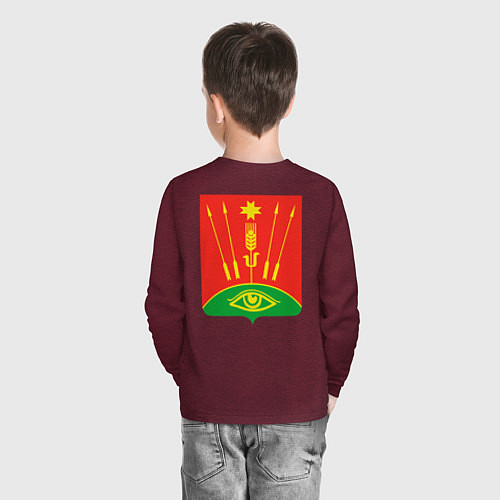 Детский лонгслив Глазовский район / Меланж-бордовый – фото 4