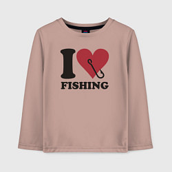 Лонгслив хлопковый детский I love fishing, цвет: пыльно-розовый