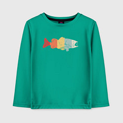 Лонгслив хлопковый детский Color fish, цвет: зеленый