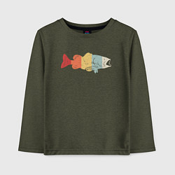 Лонгслив хлопковый детский Color fish, цвет: меланж-хаки