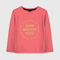 Лонгслив хлопковый детский Summer never stops, цвет: коралловый