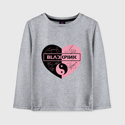Лонгслив хлопковый детский Blackpink сердце, цвет: меланж