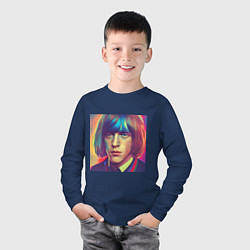 Лонгслив хлопковый детский Brian Jones Glitch Art, цвет: тёмно-синий — фото 2