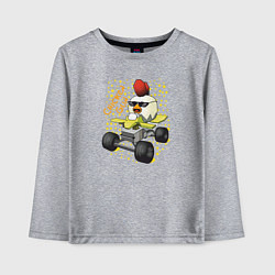 Лонгслив хлопковый детский Chicken Gun: цыпленок на квадроцикле, цвет: меланж