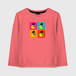 Лонгслив хлопковый детский Chicken Gun: цветные квадраты, цвет: коралловый