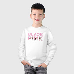 Лонгслив хлопковый детский Blackpink logo Jisoo Lisa Jennie Rose, цвет: белый — фото 2