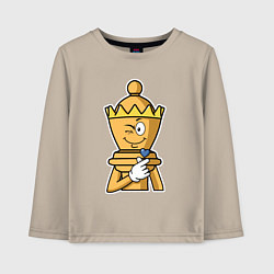 Лонгслив хлопковый детский Шахматный ферзь InChess, цвет: миндальный