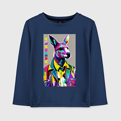 Лонгслив хлопковый детский Kangaroo - Australia - pop art, цвет: тёмно-синий