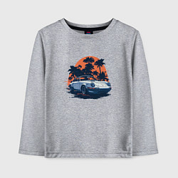 Лонгслив хлопковый детский Порше, пальмы и закат, цвет: меланж