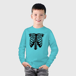 Лонгслив хлопковый детский Костюм скелета, цвет: бирюзовый — фото 2