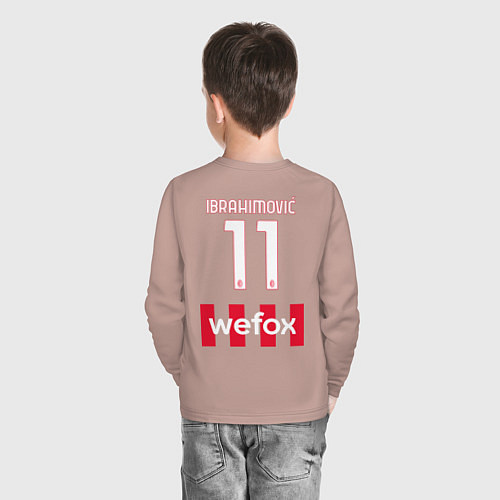 Детский лонгслив Златан Ибрагимович ФК Милан форма 2223 домашняя / Пыльно-розовый – фото 4