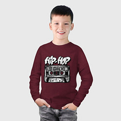 Лонгслив хлопковый детский Hip hop oldschool, цвет: меланж-бордовый — фото 2