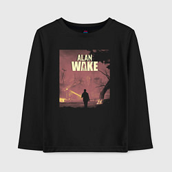 Лонгслив хлопковый детский Alan Wake art, цвет: черный