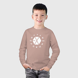 Лонгслив хлопковый детский Logo EXO, цвет: пыльно-розовый — фото 2