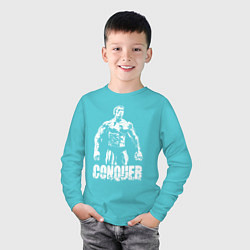 Лонгслив хлопковый детский Arnold conquer, цвет: бирюзовый — фото 2