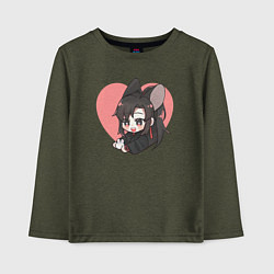 Лонгслив хлопковый детский Wei Wuxian heart, цвет: меланж-хаки