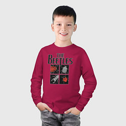 Лонгслив хлопковый детский Beetles, цвет: маджента — фото 2