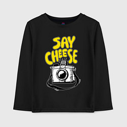 Лонгслив хлопковый детский Cheese photo camera, цвет: черный