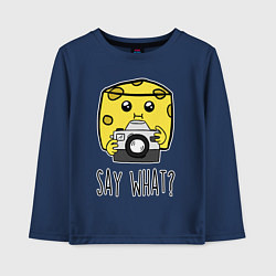 Лонгслив хлопковый детский Cheese photographer, цвет: тёмно-синий