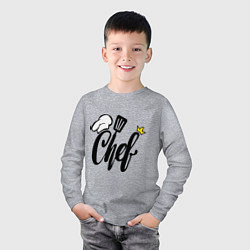 Лонгслив хлопковый детский Надпись - шеф повар, цвет: меланж — фото 2