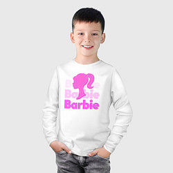 Лонгслив хлопковый детский Логотип Барби объемный, цвет: белый — фото 2