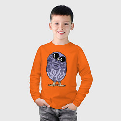 Лонгслив хлопковый детский Крутой совёнок, цвет: оранжевый — фото 2