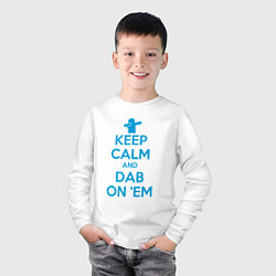 Лонгслив хлопковый детский Keep calm and dab, цвет: белый — фото 2