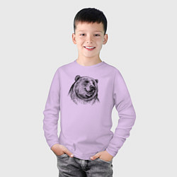Лонгслив хлопковый детский Медведь улыбается, цвет: лаванда — фото 2