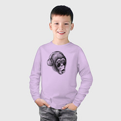 Лонгслив хлопковый детский Обезьяна DJ, цвет: лаванда — фото 2