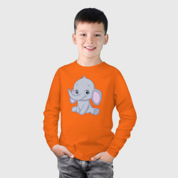 Лонгслив хлопковый детский Милый слоненок, цвет: оранжевый — фото 2