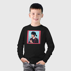 Лонгслив хлопковый детский Hyunjin - Стрей Кидс, цвет: черный — фото 2
