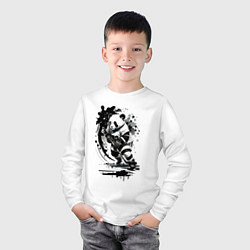 Лонгслив хлопковый детский Панда - крутой хоккеист, цвет: белый — фото 2